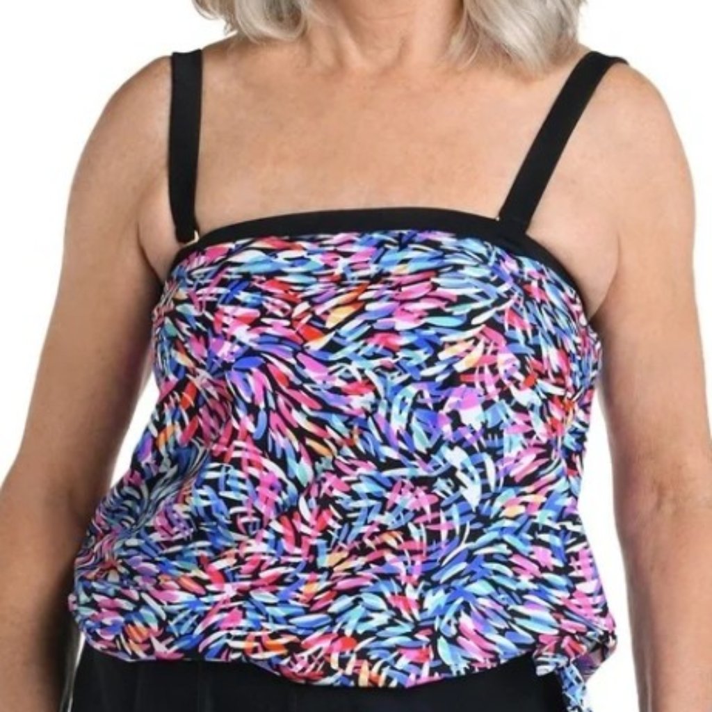 Maxine Of Hollywood Brand Womens 12 Tankini Top Swimsuit Nwt Multi Colored